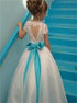 Cap Sleeves Beaded White Organza Flower Girl Dress With Lace LBQF0021